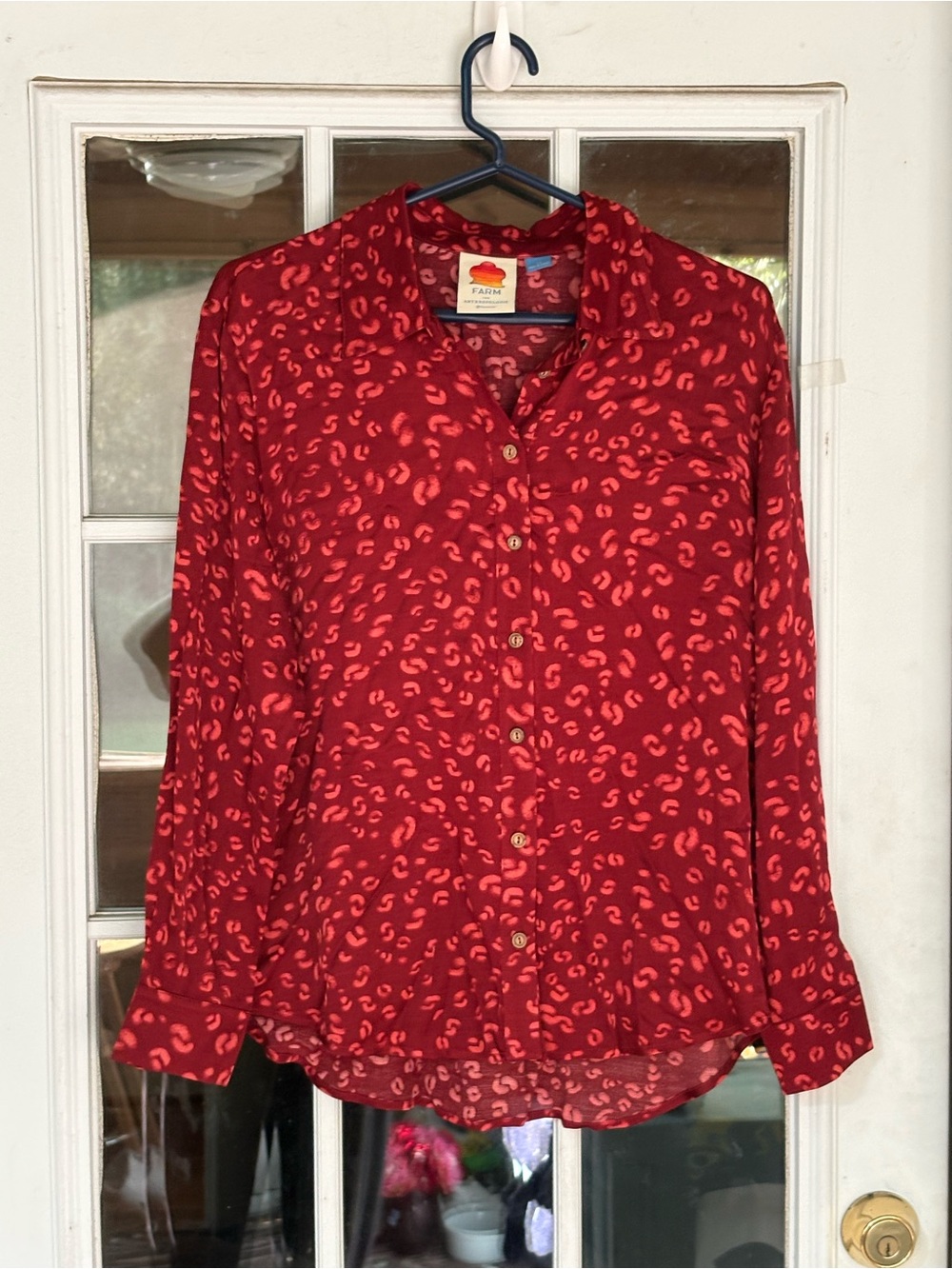 Anthropologie Farm Rio Leopard Print Blouse XS
